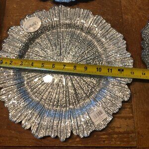*2 CHARGERS* Charge it by Jay! Super Heavy Glass Silver Charger Plate in Reef